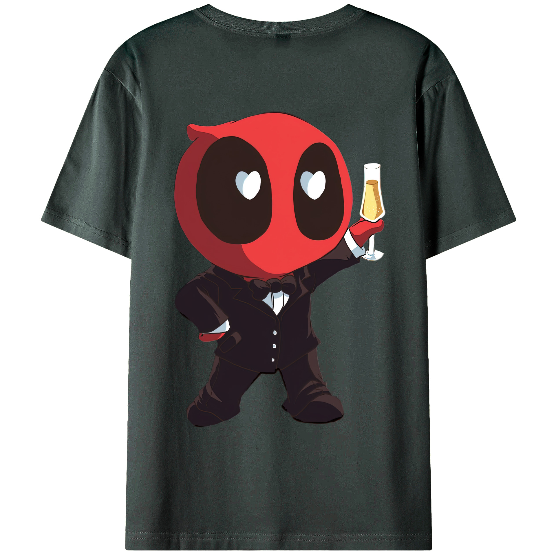 （画像用） Deadpool デッドプール 綿100％ メンズ半袖Tシャツ（バックプリント） 通気性